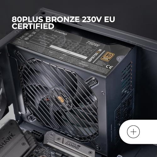 MARS GAMING MPB750SIM, Vollmodulares ATX 750W Netzteil, 7 Jahre Garantie, 80Plus Bronze 230V EU, 90% Effizienz, 140mm SI Extreme Silence Lüfter, AI2-RPM, DC-DC und SMD Technologien, Schwarz Bild 8