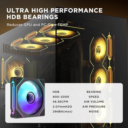 TZMRIT Prism 4 Pro RGB Lüfter 120mm Schwarz,5V 3PIN Motherboard Synchronisierbarer 4PIN Spiegel PWM ARGB PC Gehäuse Lüfter (Black1-X3) Black Forward-3PCS Bild 6