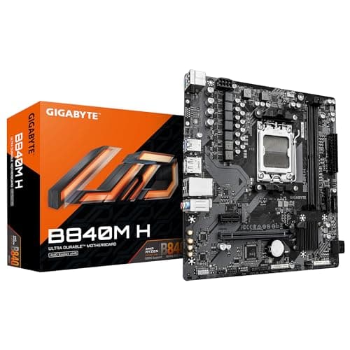 GIGABYTE B840M H Mainboard - AMD Ryzen 9000 CPUs, 5+2+2 Phasen VRM, bis zu 7200MHz DDR5 (O.C), 1xPCIe 4.0 M.2, 1GbE LAN, USB 3.2 Gen 1