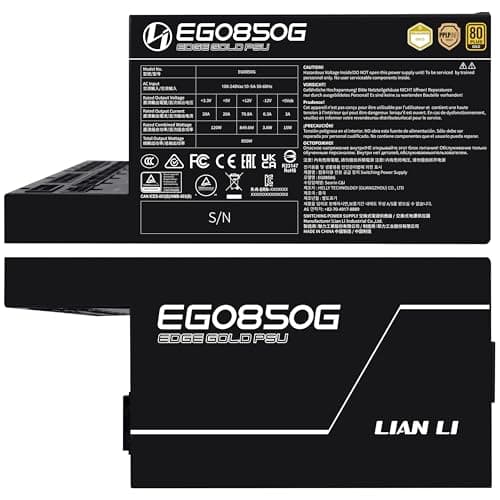 Lian Li Edge Gold 850 PC Netzteil Schwarz, 850 Watt ATX Netzteil, PCIe 5.1, ATX 3.1 PSU | 80 Plus Gold, modular, Sleeved Cable Kit, 12VHPWR für NVIDIA RTX, leiser Lüfter 850W Schwarz Bild 6