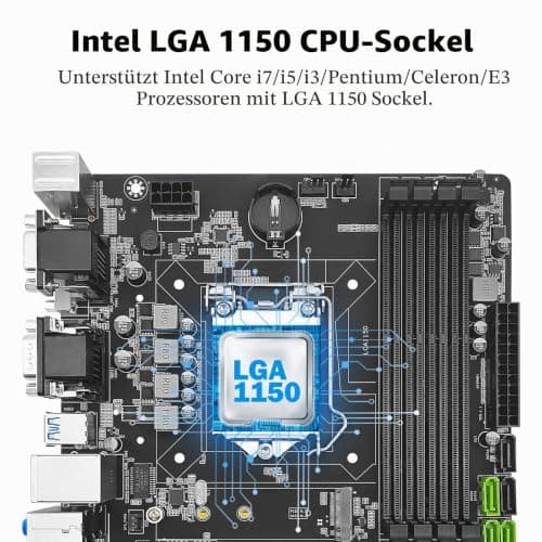 SHANGZHAOYUAN B85M PRO Mainboard Kompatibel mit Intel LGA 1150 Core i7/i5/i3/Pentium/Celeron/E3 (4*DDR3 Max 32GB, VGA/DVI/HDMI-kompatibel, PCIe 3.0 x16, SATA 3.0, Gigabit LAN) M-ATX Gaming Motherboard Bild 4