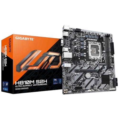 GIGABYTE H810M S2H Mainboard – Intel Core Ultra (Serie 2) CPUs, 4+1+2 Phasen VRM, bis zu 6400 MHz DDR5, 1xPCIe 4.0 M.2, 1GbE LAN, USB 3.2 Gen 1