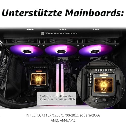 TR FW 360 Schwarz ARGB-360mm AIO CPU Liquid Cooler, IPS LCD Display mit Auflösung 320x240, für AM5/Intel LGA1700, 2,4" Zoll LCD Display Absorbent Magnet für Bilder - Schwarz FW360 BLACK ARGB Bild 8
