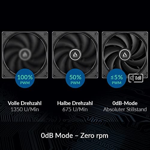 ARCTIC F12 PWM PST - PC Lüfter, 120 mm Gehäuselüfter, Case Fan mit Standardgehäuse, PST-Anschluss (PWM Sharing Technology), Reguliert RPM synchron, 230-1350 rpm - Schwarz Bild 6