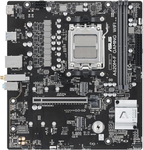 ASUS A620M-F Gaming WiFi Mainboard, AMD mATX, DDR5, 2X M.2 PCIe 4.0, HDMI, 2.5GB Ethernet, USB 3.2 Gen 1 Type-A, SafeSlot Core+, Q-DIMM, Q-LED Core, Q-Slot, ASUS 5X Protection III, Armoury Crate Bild 4