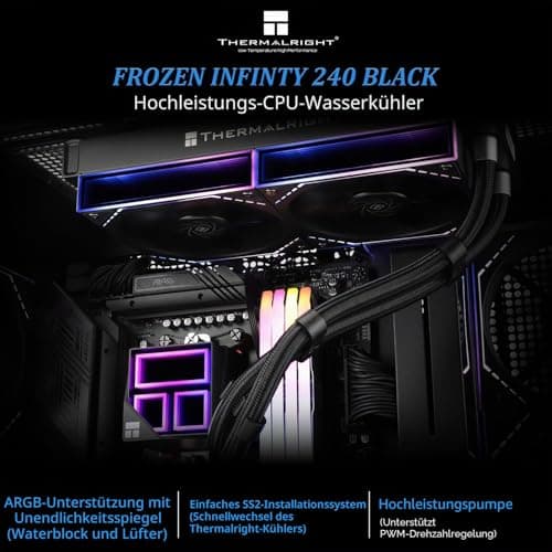 TR Frozen Infinity 240 BLACK Dual PWM Lüfter mit 2000RPM CPU Kühler Aio Desktop für AM4 / AM5 und Intel LGA1150 1151/1200 / 2011/1700 / 1851 Wasserkühler 240MM BLACK-240MM Bild 4