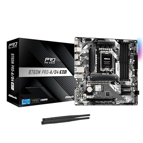 ASRock Motherboard B760M Pro-A/D4 WiFi, Intel 12. Generation und 13. Generation CPU (LGA1700), B760 Chipsatz, DDR4, Bluetooth ausgestattet, Micro ATX Motherboard 1. DDR4 M-ATX WLAN-Modell Bild 2