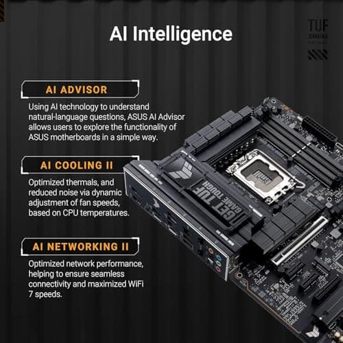 ASUS TUF Gaming Z890-PLUS WiFi Mainboard Sockel Intel LGA 1851 (ATX, PCIe 5.0, DDR5, DisplayPort, HDMI, Thunderbolt 4, 4X M.2, WiFi 7, Q-Release, Aura Sync) Bild 4