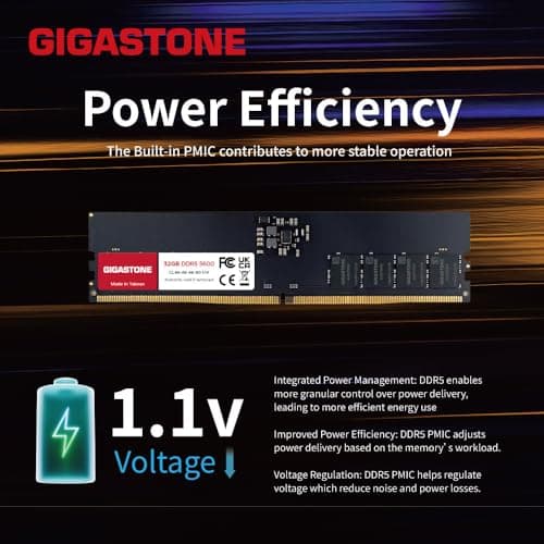 【DDR5 RAM】 GIGASTONE 64GB Kit(2x32GB) DDR5 5600MHz PC5-44800 CL 46-46-46-90 1.1V UDIMM 288Pin Nicht-ECC ungepuffert PC Desktop Hochleistung Hochleistung Arbeitsspeicher Upgrade Bild 8