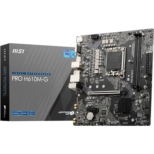 MSI PRO H610M-G Motherboard, Micro-ATX - Unterstützt Intel Core Prozessoren der 12. und 13. Generation, LGA 1700 - DDR5 Memory Boost 4800MHz/MAX, PCIe 4.0 x16 Slot, M.2 Gen3 Slot