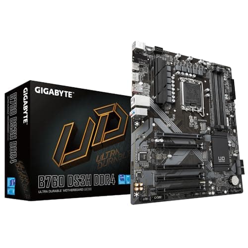 GIGABYTE B760 DS3H DDR4 Motherboard - Unterstützt Intel Core 14. Generation CPUs, 18+2+1 Phasen Digital VRM, bis zu 5333MHz DDR4 (OC), 2xPCIe 4.0 M.2, GbE LAN, USB 3.2 Gen 2