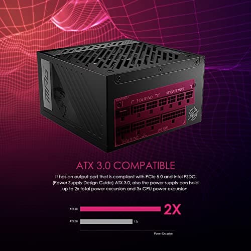 MSI MPG A850G PCIE5 Netzteil, EU Stecker - 850W, 80 Plus Gold Zertifiziert, vollmodularer ATX 3.0, unterstützt PCIe 5.0 GPU, japanische 105°C Kondensatoren, 0% RPM Modus, Flachkabel 850W PCIE5 Bild 4
