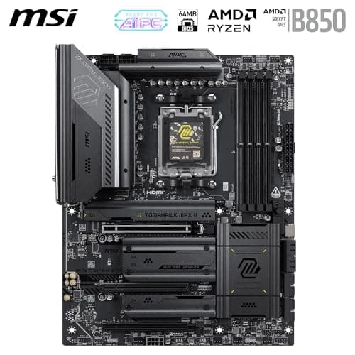 MSI MAG B850 Tomahawk MAX WiFi II Mainboard - Unterstützt AMD Ryzen 9000/8000 / 7000 Prozessoren, AM5-80A SPS VRM, DDR5 Memory Boost (bis zu 8400+ MT/s OC), PCIe 5.0 x16, M.2 Gen5, Wi-Fi 7, 5G Bild 4