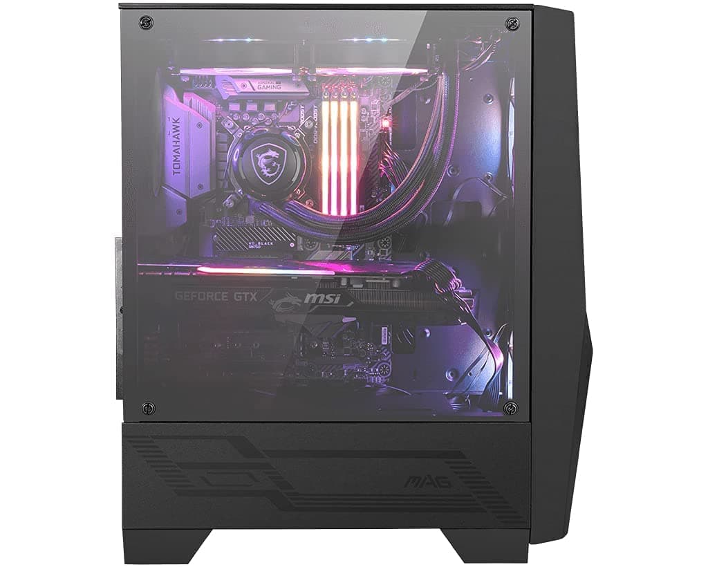 MSI MAG Forge 100R Mid-Tower ATX Gehäuse (2X USB 3.1 Anschluss, 2X 120mm A-RGB Fan und 1x 120mm Fan im Lieferumfang, schwarz, RGB) Bild 3
