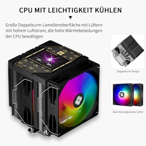 Thermalright TR Peerless Assassin 120 Vision ARGB Black CPU Luftkühler, Twin Tower Kühler, 1850U/min, 320x240 Auflösung IPS Bildschirm mit 2,8 Zoll, Kompatibel mit LGA1851/1700, AM4/AM5, 162mm Höhe Schwarz-PA120 VISION ARGB BLACK Bild 8