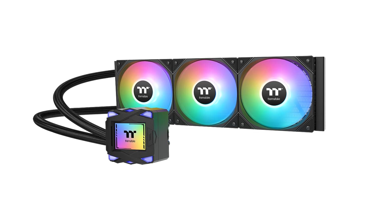 Thermaltake LA360 ARGB Sync AIO Wasserkühlung 360mm – RGB Wasserblock im Gaming-Style, 3×120mm ARGB Lüfter bis 2500 RPM, vorinstalliert, Intel/AMD kompatibel, Schwarz 360 mm ARGB