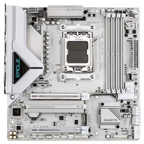 GIGABYTE B850M Eagle WIFI6E Ice Mainboard – Unterstützt AMD Ryzen 9000 Serie CPUs, digitales 8+2+2 Phasen VRM, bis zu 8200 MHz DDR5 (OC), 1 x PCIe 5.0 + 1 x PCIe 4.0 M.2, Wi-Fi 6E, 2.5 GbE LAN Bild 4