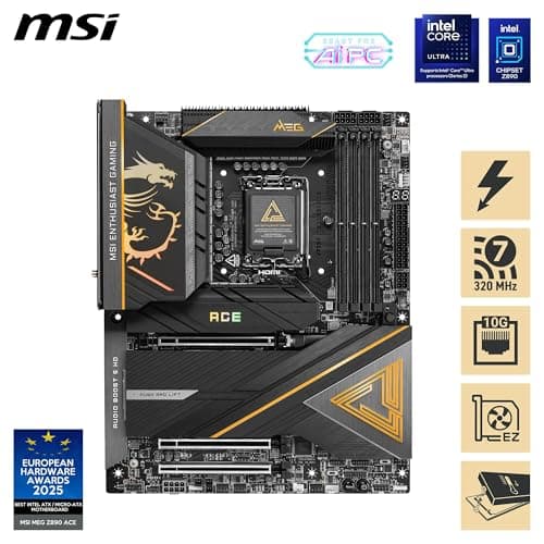 MSI MEG Z890 ACE Mainboard, ATX - Unterstützt Intel Core Ultra Prozessoren (Series 2), LGA 1851-110A SPS VRM, DDR5-Speicher (9200+MT/s OC), PCIe 5.0 & 4.0 x16, M.2 Gen5, Thunderbolt 4, Wi-Fi 7 Bild 4