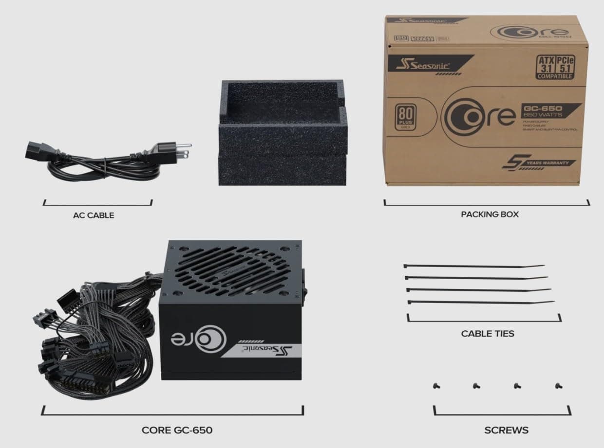Seasonic Netzteil 650W Core GC-650 ATX3 (80+Gold) Bild 3