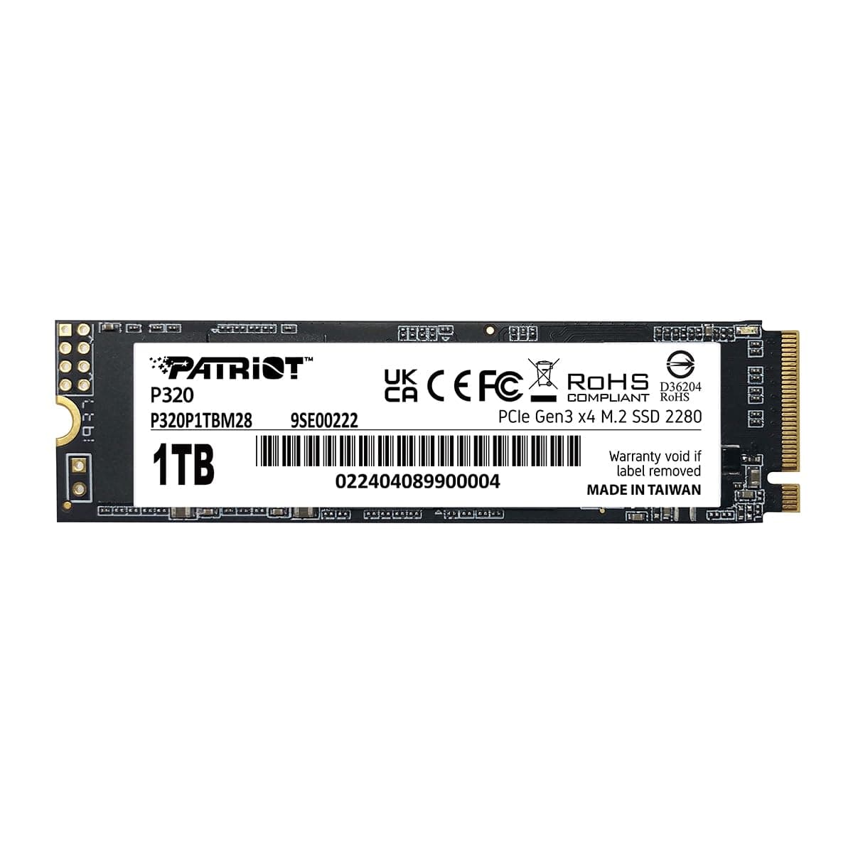 Patriot P320 1TB Interne SSD - NVMe PCIe Gen 3x4 - M.2 2280 - Solid State Drive - P320P1TBM28