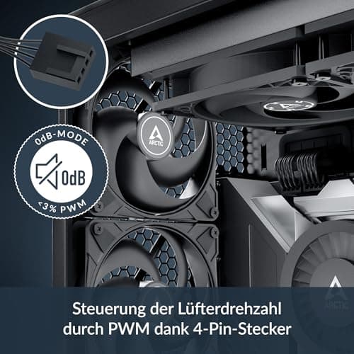 ARCTIC P14 Max (5 Stück) - PC Lüfter, High-Performance 140 mm Gehäuselüfter, PWM-gesteuerte 400–2800 rpm, Optimiert für statischen Druck, 0dB-Mode - Schwarz Bild 6