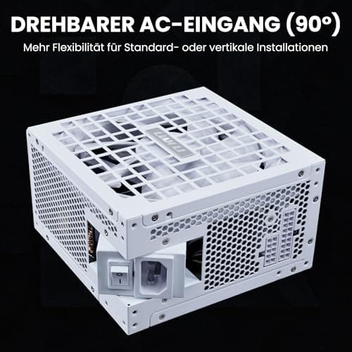 Lian Li RS Series Netzteil – 1.000 W Weiß | 80 Plus Gold Effizienz, ATX 3.1, Vollmodular, Drehbarer AC-Anschluss, Modernes Leises Gaming-PC PSU 1000W weiß (ohne RSHub) Bild 8