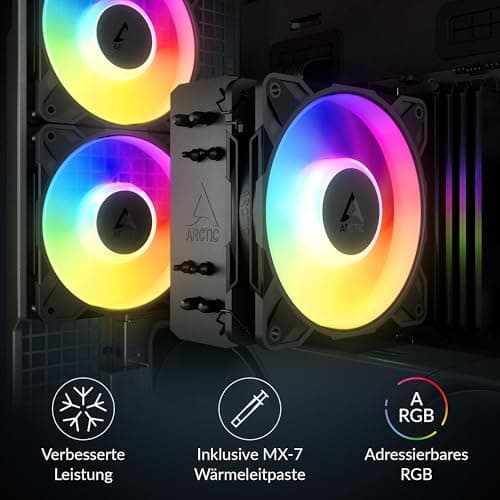 ARCTIC Freezer 36-S A-RGB - CPU Kühler mit ARGB Beleuchtung für Intel & AMD, Single-Tower, druckoptimierter 120 mm P12 Pro-Lüfter, 600–3000 rpm, Hydrodynamisches Gleitlager, inkl. MX-7 - Schwarz Bild 3
