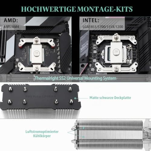 TR Assassin X 120R SE PLUS CPU-Kühler, 4×6mm Heatpipes, 120mm PWM Quiet Fans CPU-Luftkühler mit S-FDB-Lager, AGHP-Technologie, für AMD AM4 AM5/Intel 1700/1150/1151/1200(AX120R SE PLUS) AX120R SE PLUS-DE Bild 6