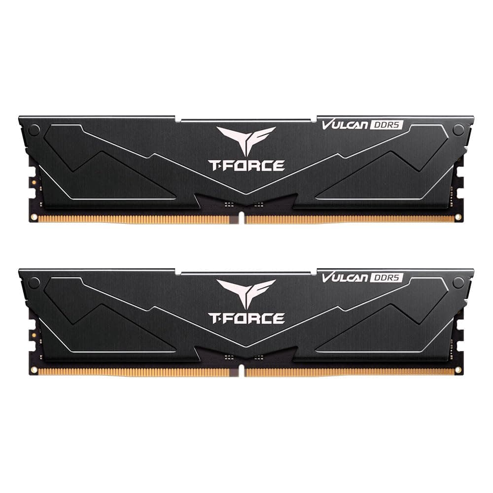 T-FORCE Vulcan DDR5 Desktop-Gaming-Speicher, 32 GB (2 x 16 GB), 6000 MHz, CL30, Intel XMP 3.0 & AMD EXPO zertifiziert, One-Click-Übertaktung, PMIC-Kühlung, On-Die-ECC (schwarz)