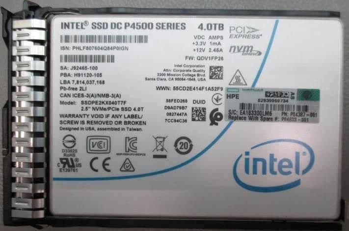 Hewlett Packard Enterprise DRV SSD 4TB SFF NVME X4 RI SCN SPCL, P04633-001