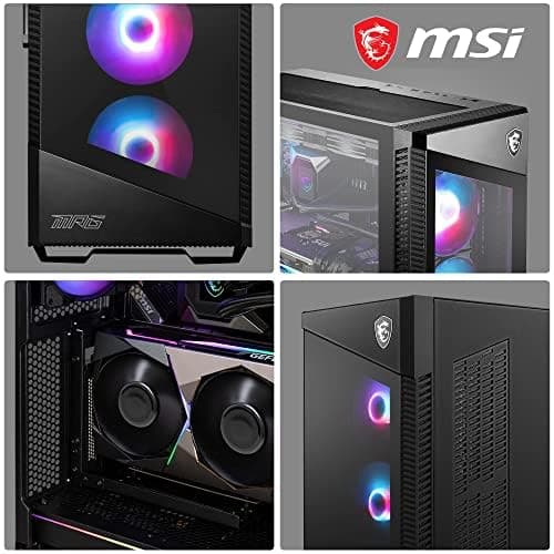 MSI MPG Velox 100R Mid-Tower PC-Gehäuse, geeignet für E-ATX Mainboards, Front aus gehärtetem Glas, 4X 120mm ARGB-Lüfter, Mystic Light, unterstützt 2X 360mm-Kühler & seitliche Lufteinlässe Bild 4