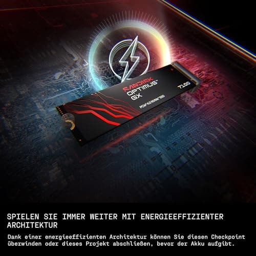 SANDISK Optimus GX 7100 NVMe SSD 500 GB (bis zu 7.250/6.900 MB/s sequentielles Lesen/Schreiben, PCIe 4.0, M.2 2280, BiCS TLC 3D CBA NAND, SANDISK Dashboard) Bild 8