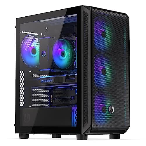 ENDORFY Arx 500 ARGB PC Gehäuse mit Hartglas Seitenfenster | 4× Stratus 140 PWM ARGB Lüfter, USB C, Mesh Front und Top, Unterstützung für 360 mm Radiatoren, GPU bis 350 mm, Schwarz 4x140mm ARGB Fans included Bild 2