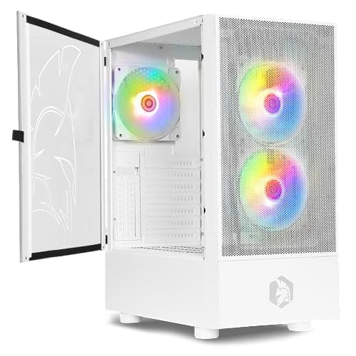 EMPIRE GAMING - Sapphire Gaming PC-Gehäuse - ARGB Media Tower ATX/Micro-ATX/ITX - Seitenteil aus gehärtetem Glas - 3 Lüfter 3 Pin 5 Volt LED RGB Adressierbar 120 mm - MB Sync - Weiß weiß Saphir W Bild 2