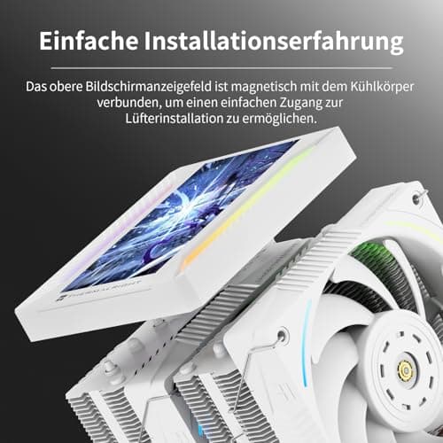 Thermalright TR Peerless Assassin 120 VISION MAX ARGB White CPU-Luftkühler, Dual-Tower Kühler 2150 U/min, 5 Zoll IPS Display (480x854 Auflösung), PC-Kühler für Intel LGA1851/1700/115x und AMD AM4/AM5 Weiß-PA120 VISION MAX ARGB WHITE Bild 6