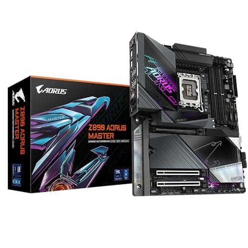 GIGABYTE Z890 AORUS Master Motherboard - Unterstützt Intel Core Ultra (Serie 2) CPUs, 18+1+2 Phasen VRM, bis zu 9500MHz DDR5 (OC), 2xPCIe 5.0 + 3xPCIe 4.0, Wi-Fi 7, 10GbE LAN, Thunderbolt 4