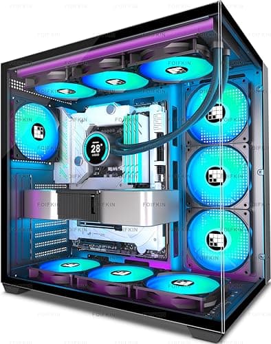 FOIFKIN F300 PC Gehäuse ATX mit 7 PWM ARGB Lüfter,Hoher Luftstrom Mid-Tower Computer Gehäuse,Gaming PC-Gehäuse Big Tower,ATX Gehäuse,mit Type-C,360mm Rad Computergehäuse (Schwarz, F300) Schwarz-1 F300 Bild 2