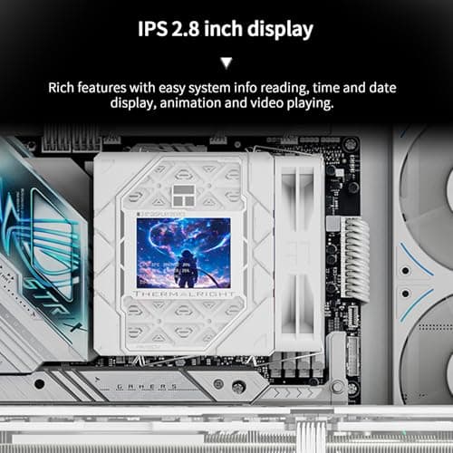 Thermalright Peerless Assassin 120 Vision ARGB CPU-Kühler, PC-Kühlung, 6 Heatpipes, 7,1 cm (2,8 Zoll) magnetisches Display mit 320 x 240 Auflösung, für AM4/AM5 und Intel LGA1700/1851, Weiß Bild 6