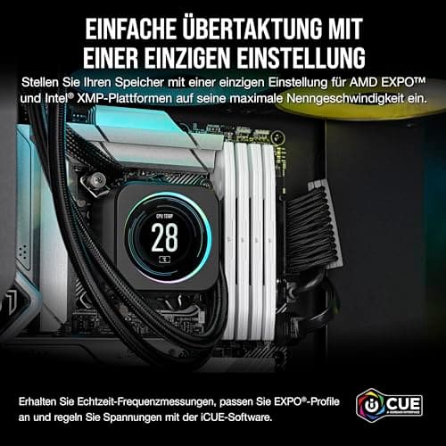 CORSAIR Vengeance DDR5 RAM 32GB (2x16GB) Bis zu 6400MHz CL36-48-48-104 1.35V AMD EXPO Intel XMP 3.0 Desktop-Arbeitsspeicher – Weiß (CMK32GX5M2B6400Z36W) Bild 7