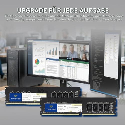 Timetec Premium 32 GB KIT (2x16 GB) DDR4 2400 MHz (PC4-2400T) PC4-19200 UDIMM für Desktop-PCs – Non-ECC Unbuffered, 288-Pin, 1,2 V, CL17 DIMM-Speichermodul Dual Rank 32GB KIT(2x16GB) Premium Bild 7