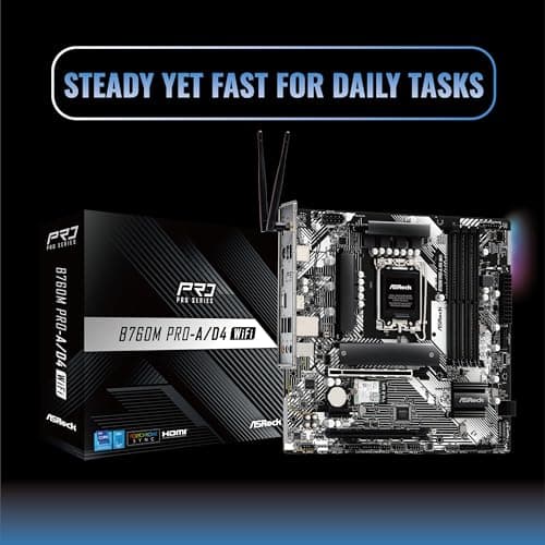 ASRock Motherboard B760M Pro-A/D4 WiFi, Intel 12. Generation und 13. Generation CPU (LGA1700), B760 Chipsatz, DDR4, Bluetooth ausgestattet, Micro ATX Motherboard 1. DDR4 M-ATX WLAN-Modell Bild 6