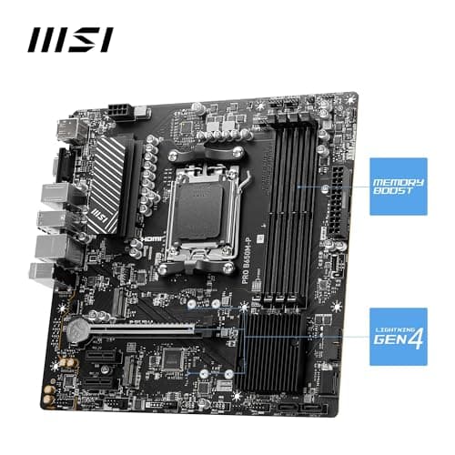 MSI PRO B650M-P Mainboard, Micro-ATX - Unterstützt AMD Ryzen 9000/8000 / 7000 Series Prozessoren, AM5 - DDR5 Memory Boost 6000+MHz/OC, 1 x PCIe 4.0 x16, 2 x M.2 Gen4, 2.5G LAN Bild 6