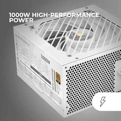 Mars Gaming MPB1000SI, PC ATX Netzteil 1000W, 7 Jahre Garantie, 80Plus Gold 90%, SI Extreme Silence Lüfter mit Kupfer- und Aluminiumkern, AI2-RPM-, DC-DC- und SMD-Technologien, Weiß Bild 4