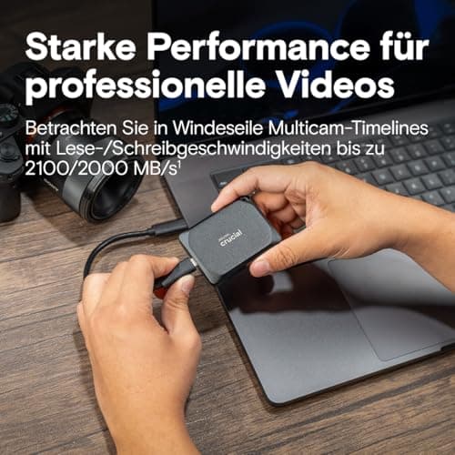 Crucial X10 Pro 1TB Externe SSD Festplatte, bis zu 2100MB/s Lesen und 2000MB/s Schreiben, Portable Solid State Drive, USB-C 3.2, PC und Mac, Wasser- und Staubgeschützt - CT1000X10PROSSD902 Schwarz 1TB X10 Pro Bild 4
