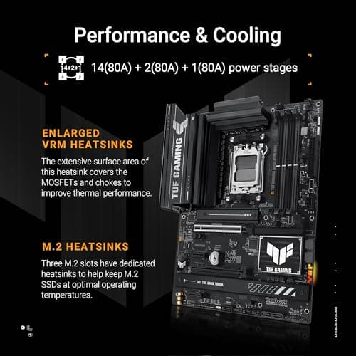ASUS TUF Gaming B850-PLUS WiFi AMD AM5 B850 ATX Motherboard, 14+2+1 80A Stufen, AI Ready, DDR5, PCIe 5.0, 3X M.2, Wi-Fi 7, 2.5Gb LAN, DisplayPort, HDMI™, USB 10Gbps & 20Gbps Type-C®, BIOS Flashback™ Bild 6