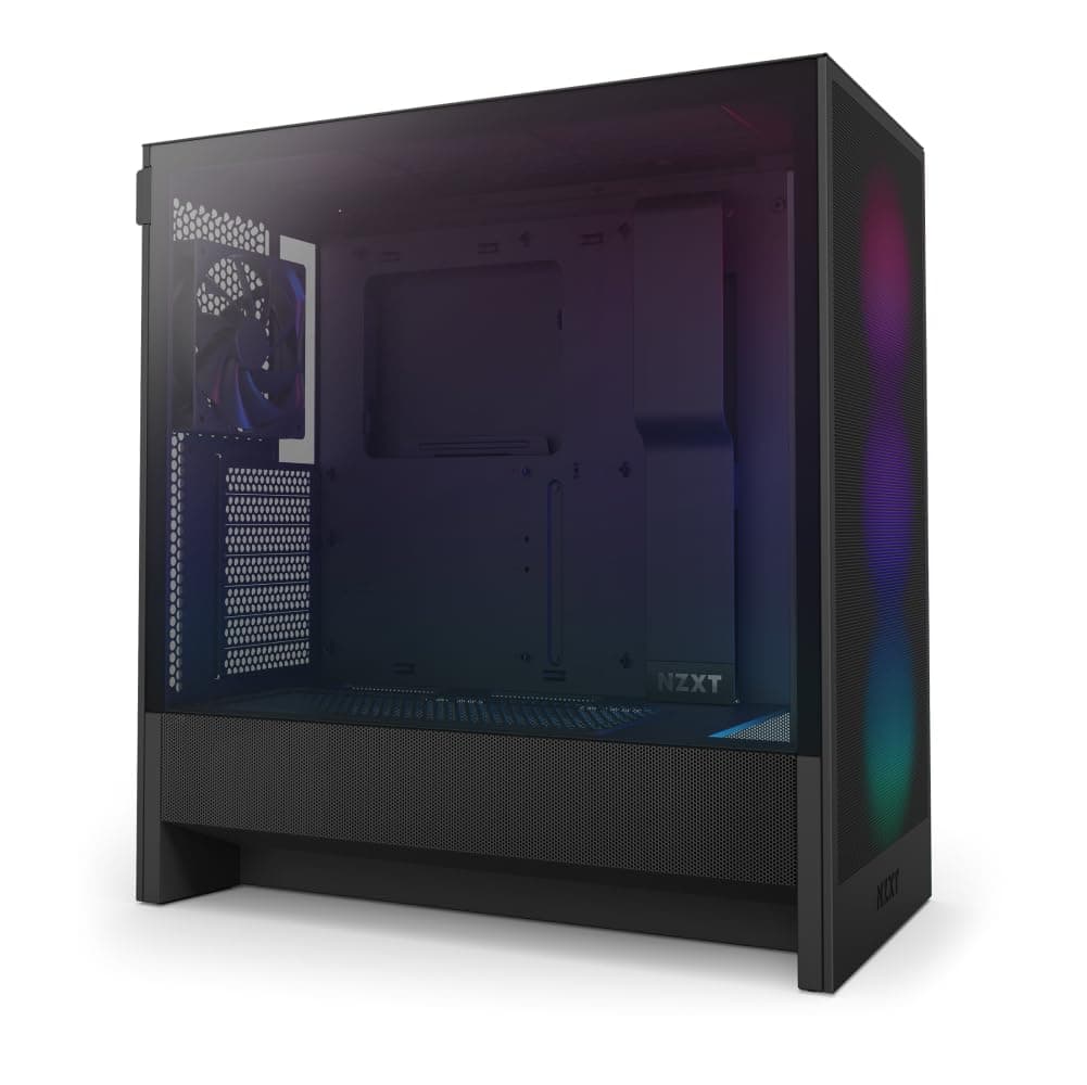 NZXT H5 Flow RGB - Compact ATX Mid-Tower PC Gaming Case - High Airflow - F360 RGB Core (CV) Included - 360mm Front & 240mm Top Radiator Support - Cable Management - Tempered Glass - Black Flow RGB Schwarz