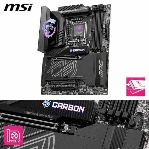 MSI MPG Z890 Carbon WiFi Mainboard, ATX - Unterstützt Intel Core Ultra Prozessoren (Series 2), LGA 1851-110A SPS VRM, DDR5 Memory Boost 9200+ MT/s (OC), PCIe 5.0 x16 & 4.0 x16, M.2 Gen5, Wi-Fi 7 Bild 6
