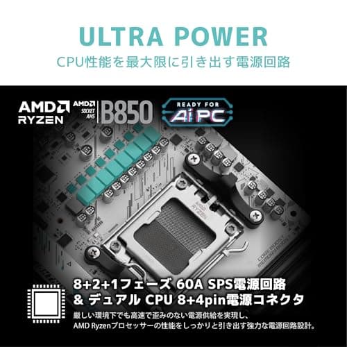 MSI B850M Gaming Plus WiFi Mainboard, mATX - Unterstützt AMD Ryzen 9000/8000 / 7000 Prozessoren, AM5 - DDR5 Memory Boost 8200+ MT/s (OC), PCIe 5.0 x16 & 4.0 x4, M.2 Gen5, Wi-Fi 7, 5G LAN Bild 6