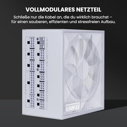 Lian Li SX0850P Netzteil – 850 W Weiß | 80 Plus Platinum Effizienz, Vollmodulare abnehmbare Kabel, ATX 3.1 & PCIe 5.1, Modernes & Leises Gaming-PC PSU 850 Watt Weiß Bild 3
