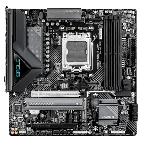 GIGABYTE B850M Eagle WIFI7 Mainboard – AMD Ryzen 9000 Series CPUs, digitales 8+2+2-Phasen-VRM, bis zu 8200 MHz DDR5 (O.C.), 1× PCIe-5.0-M.2 + 1× PCIe-4.0-M.2, Wi-Fi 7, 2.5-GbE-LAN, USB 3.2 Gen 2 Bild 4